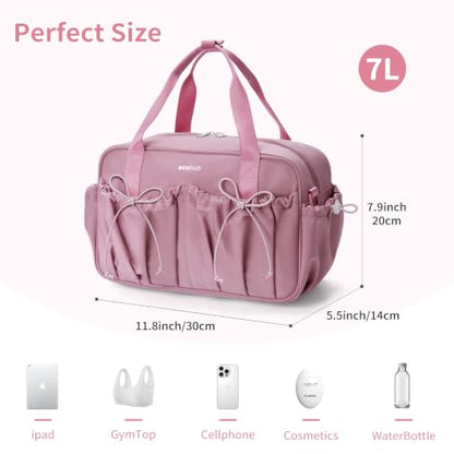 ECOHUB Small Gym Bag for Women, Mini Duffle Bag with Wet Compartment Pink - color: Pink