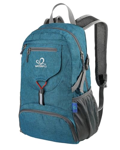 WATERFLY Small Lightweight Packable Backpack: 20l Hiking Daypack Man Woman - color: A-teal Blue