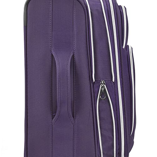 Traveler's Choice Lares 소프트 사이드 확장 가능한 수하물 스피너 휠 포함, 퍼플., Lares 스피너 휠이 있는 소프트사이드 확장 가능한 수하물 - color: 퍼플., size: Checked 26-Inch