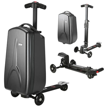 Scooter Luggage for Kids Removable & Foldable Ride on Suitcase-Black - color: Black