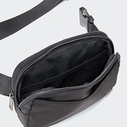 Pander Nylon Fanny Pack Belt Bag for Women with 5 Zipper Pockets, Black - color: Black Polyester