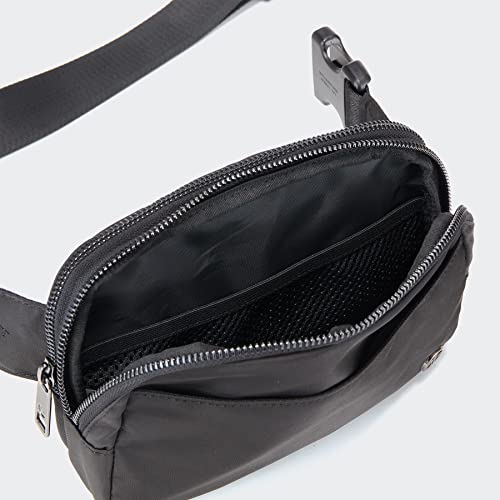 Pander Nylon Fanny Pack Belt Bag for Women with 5 Zipper Pockets, Black - color: Black Polyester