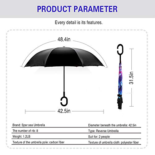 SIEPASA 49/56 Inch Inverted Reverse Upside Down Umbrella, Extra Large Double Canopy Vented Windproof Waterproof Stick Golf Umbrellas with C-shape Handle. - color: Orchid, size: 49 Inch