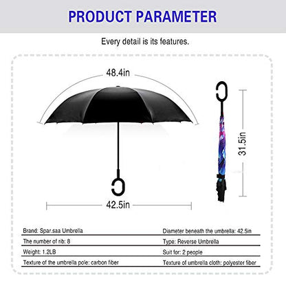 SIEPASA 49/56 Inch Inverted Reverse Upside Down Umbrella, Extra Large Double Canopy Vented Windproof Waterproof Stick Golf Umbrellas with C-shape Handle. - color: Orchid, size: 49 Inch