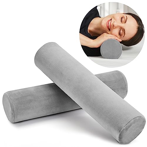 2 Pack Round Bolster Pillow Memory Foam Cervical Neck Roll Pillow Sleeping - style: 17x4 Inch, Firm, 2 Pack