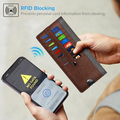 FINTIE Slim Credit Card Wallet Holder Change Pouch - color: Gray Brown
