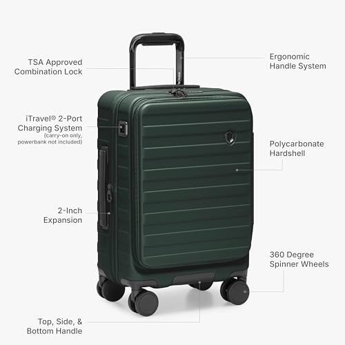 Traveler's Choice Novia Top Opening Expandable Polycarbonate Luggage with Spinner Wheels, Green, 25-Inch Medium - color: Green, size: 25-Inch Medium