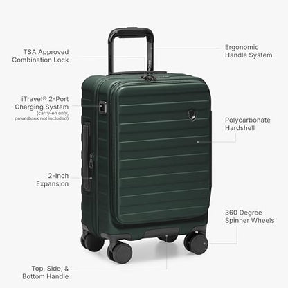Traveler's Choice Novia Top Opening Expandable Polycarbonate Luggage with Spinner Wheels, Green, 25-Inch Medium - color: Green, size: 25-Inch Medium
