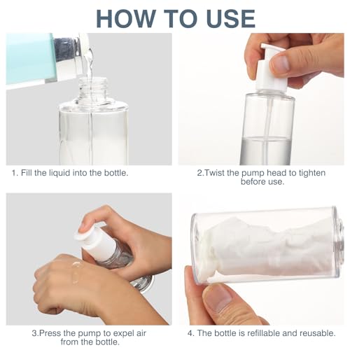Boenoea Small Pump Bottle 3.4oz/100ml Travel Cosmetic CreamPump Bottles Empty Pump Dispenser for Shampoo Lotion and Cream 2 Pack Clear - size: 3.4oz-2Pack