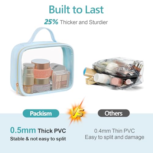 PACKISM Clear Makeup Bag Travel - Velvet Side TSA Approved Toiletry Bag - color: 05 Ice Blue, size: Full Vacation (Mixed Sizes)