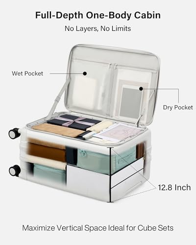 Hanke Expandable Medium Checked Luggage, 24 Inch Top Opening Suitcase - color: Smoke White, size: 24 Inch EXT