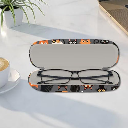 CREATCABIN Hard Shell Glasses Case Leather Sunglasses Cases Eyeglasses Holder Pouch - style: Cat