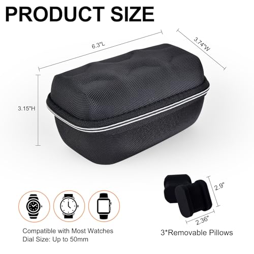 2-Slot Hard Shell Watch Travel Case, Shockproof Nylon Organizer - size: 2-Slot