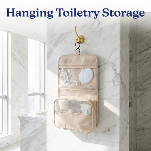 Vandel Compression Packing Cubes for Women, Set with Hanging Toiletry Bag - color: 3. Sand, size: Deluxe Set (4 Cubes + Toiletry & Laundry Bags)