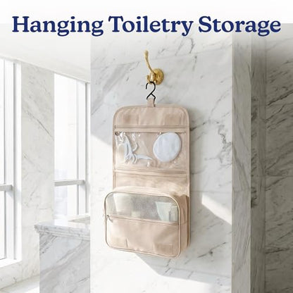 Vandel Compression Packing Cubes for Women, Set with Hanging Toiletry Bag - color: 3. Sand, size: Deluxe Set (4 Cubes + Toiletry & Laundry Bags)
