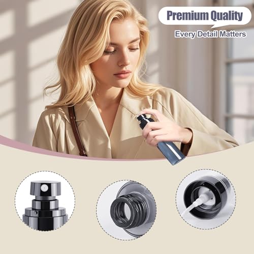 3PCS 100ml Travel Spray Bottles Set, Refillable Mini Spray Bottles with Fine Mist Spray Bottle Nozzle – Ideal for Toners and Skincare - color: Black - 3.4oz