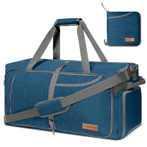 Canway 115L Travel Duffel Bag, Foldable Weekender Bag with Shoes Compartment for Men Women Water-proof & Tear Resistant - color: Aegean Blue, size: 115L