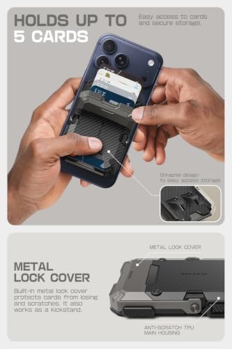 SUPCASE for MagSafe Wallet with Adjustable Stand, Hold 5 Cards, Carbon - color: Carbon