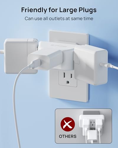 TROND Outlet Extender with 360 Rotating Plug for Bathroom Kitchen - color: White, size: 3AC-3 Prong (Rotating Plug), 1 Pack