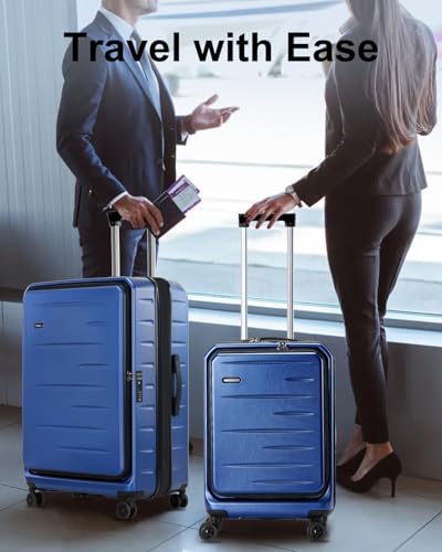 CENSIEN Expandable Luggage Sets, 20 Inch Carry On Luggage 28 Inch Suitcases - color: Navy Blue, size: 20/28 Inch EXT