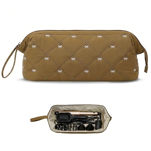 Stratalife Quilted Hair Tools Travel Bag with Polishing Cloth, Caramel Bow - color: Caramel Bow