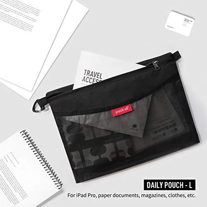 pack all Water-Resistant Zipper Pouch, Mesh Zipper Bag, 14.17"x10.23" - color: Black, size: Large