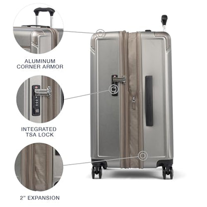 Travelpro Platinum Elite Hardside Checked Luggage, Sand, 25-Inch - color: Metallic Sand, size: Checked- Medium 25-Inch