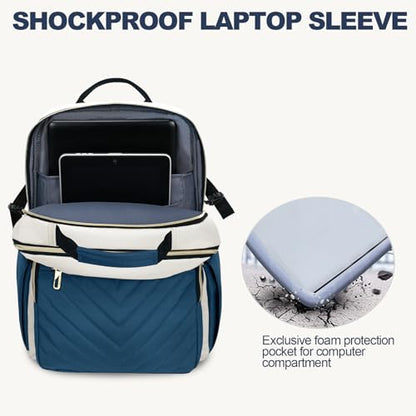 VANKEAN 18 Inch Laptop Backpack for Women Large Capacity - color: Beige-haze Blue, size: 18 Inch