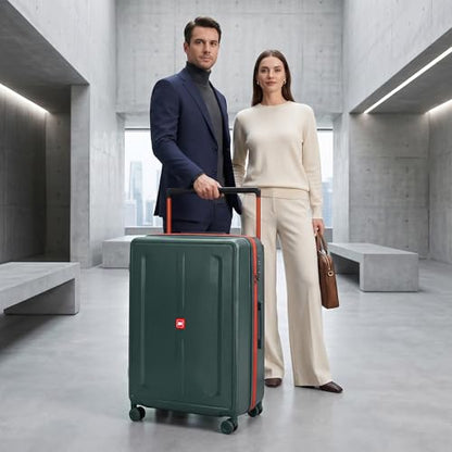 30" Luggage w/TSA LOCK,PC Hardshell Wide Handle Suitcase - color: Green, size: Checked-Large 30-Inch