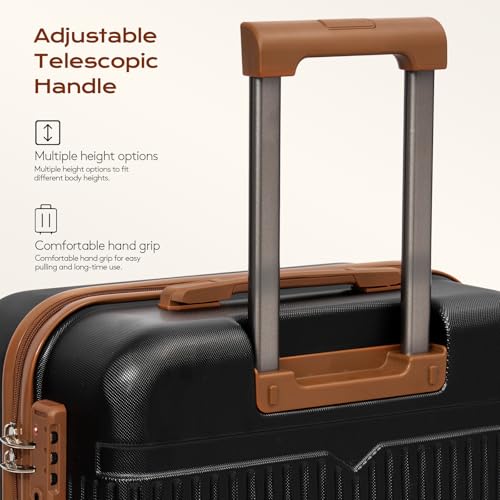 Cosbarn Luggage Sets 5Pcs Suitcases with Wheels,Large Suitcase,20"/24"/28" - color: Black