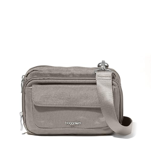 Baggallini womens Modern Double Zip Crossbody - color: Sterling Shimmer