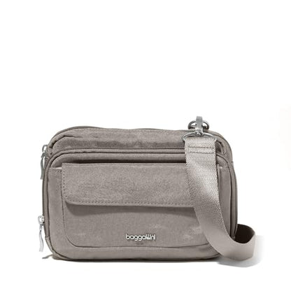 Baggallini womens Modern Double Zip Crossbody - color: Sterling Shimmer