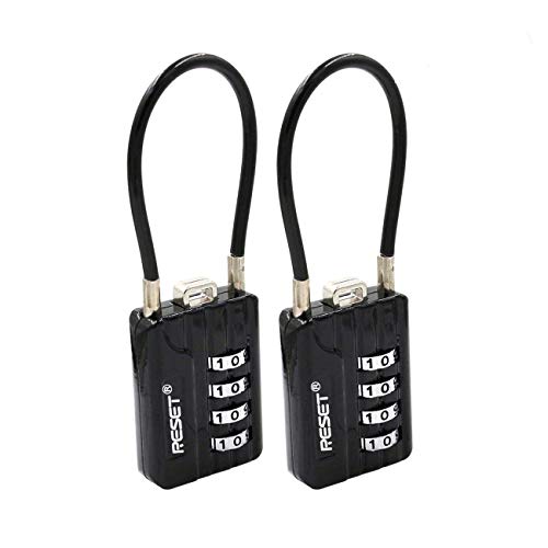 RESET -200 4자리 콤비네이션 케이블 잠금 장치, 4.7인치/12cm, 2팩 - size: 12cm(4.72 inch)Cable
