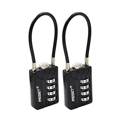 RESET -200 4자리 콤비네이션 케이블 잠금 장치, 4.7인치/12cm, 2팩 - size: 12cm(4.72 inch)Cable