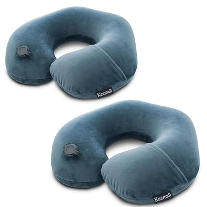 Keemall Inflatable Travel Neck Pillow for Airplane & Long Flights, 2 Pack - color: Deep Grey-2 Pack, size: Medium