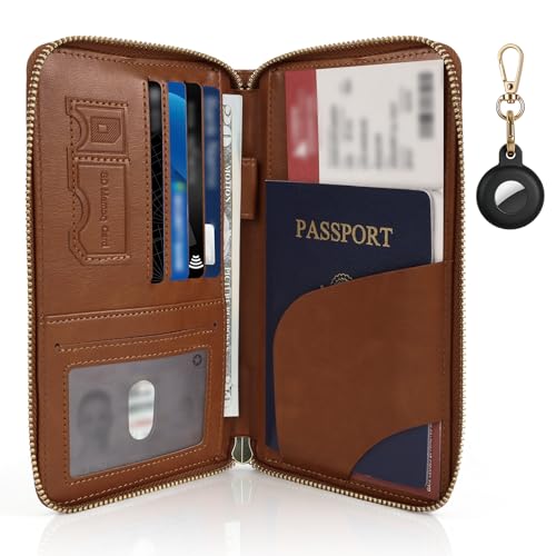 RFID Blocking Passport Wallet, Passport Holder for Travel, Brown - color: Leather-Brown