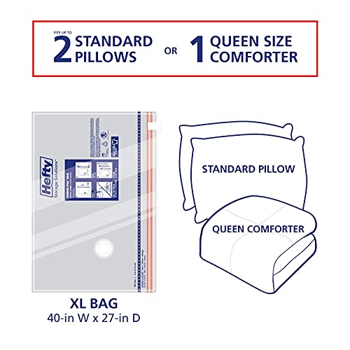 Hefty Shrink-Pak - 3 Extra Large Vacuum Storage Bags for Clothes, Pillows, Towels, or Blankets - Space Saver Vacuum Sealer Bags Ideal Under Bed Storage Solutions - size: Solo, style: 3 X-Large / Clothing