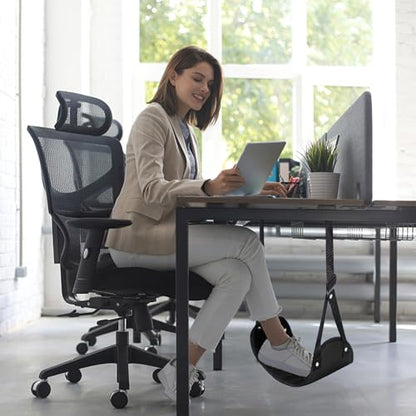 Airplane Travel Footrest, with Adjustable Straps, Black Color, Memory Foam Material, a Travel Accessory for Relaxing Your Feet