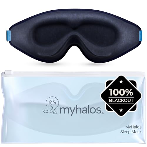 MyHalos® Sleep Mask for Men and Women, 3D Blackout Eye Masks for Sleep - color: Navy Blue, size: 1 Count (Pack of 1)