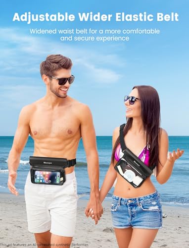 Niveaya IPX8 Floating Waterproof Fanny Pack Holds Phone, Passport & Cash - color: Black&Army Green