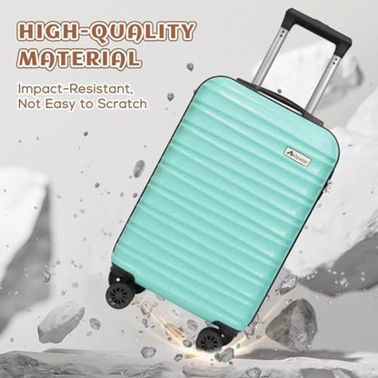 Luggage Set 3 Piece Luggage Set ABS hardshell Spinner Wheels Luggage Carry on Suitcase with Weekender bag & Toiletry bag（Mint Green - color: 3pcs Mint Green, size: 20