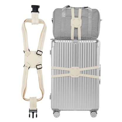 Travelkin Luggage Straps Bag Bungee for Suitcase Add a Bag TSA Approved - color: Almond white