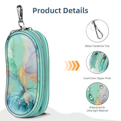 FINTIE Double Sunglasses Case, Soft Portable Eyeglasses Pouch with Clip - color: Emerald Marble