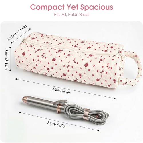 Cute Hair Tools Travel Bag Compatible with Dyson Airwrap Shark FlexStyle - color: Rose Red Hearts