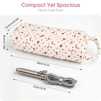 Cute Hair Tools Travel Bag Compatible with Dyson Airwrap Shark FlexStyle - color: Rose Red Hearts