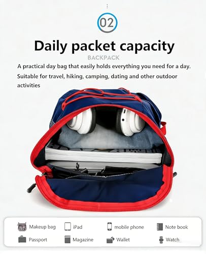 levayhill 16L Foldable Hiking Backpack,Small Packable Daypack,Navy Blue - color: Navy Blue
