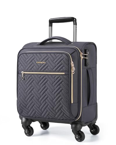 BAGSMART 16" Underseat Carry On Luggage Softside Carry On Suitcase,Grey - color: Underseat-Grey
