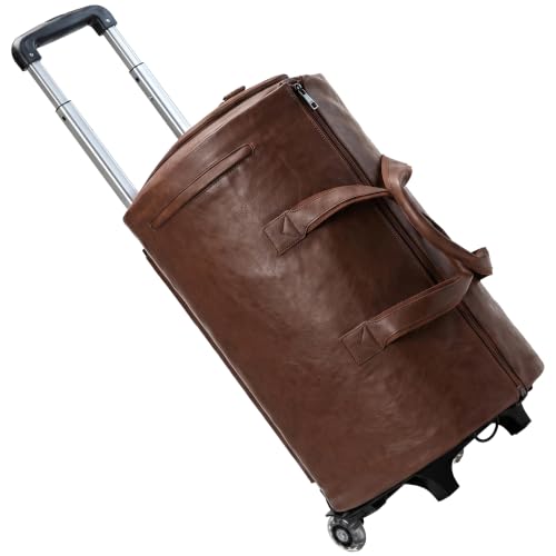 3-in-1 Convertible Rolling Garment Duffel Bag with Wheels, Brown, 50L - color: Brown