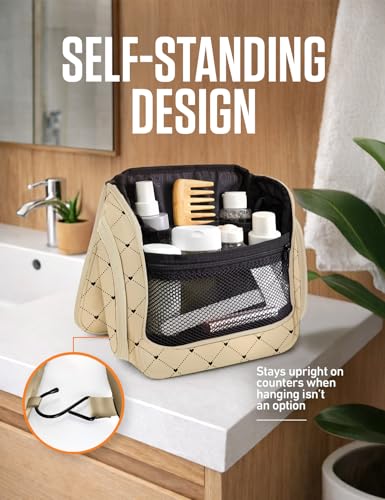 VENTURE 4TH Hanging Travel Toiletry Bag, 17 Compartments - Beige Diamonds - color: Beige Diamond