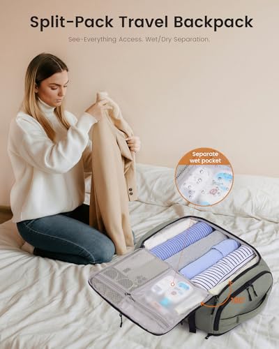 LOVEVOOK Travel Backpack for Women Men, 28L Personal Item Weekend Bag - color: Greige, size: 28L-3Pcs
